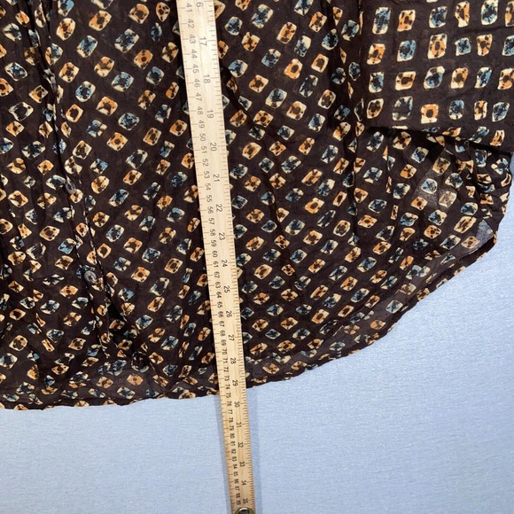 Anthropologie Button Up Womens Large Brown Polka Dot Kimono 3/4 Sleeve Casual - Picture 5 of 16